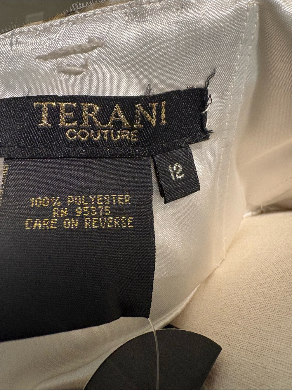 Terani Couture Ivory Satin Evening Dress - Picture 5 of 6